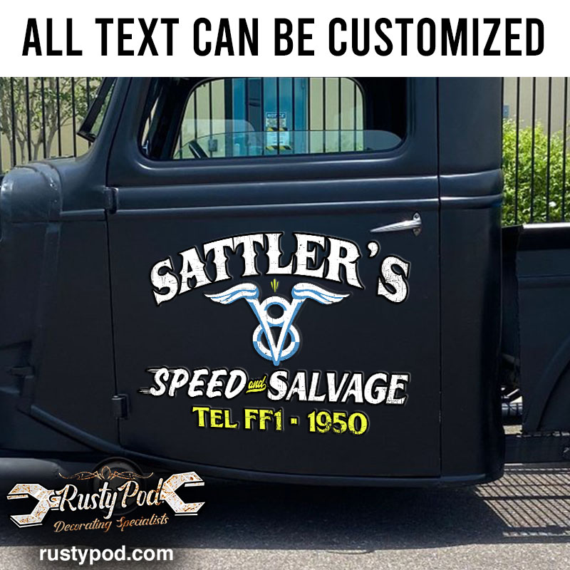 personalized v8 speed and salvage sticker 10935